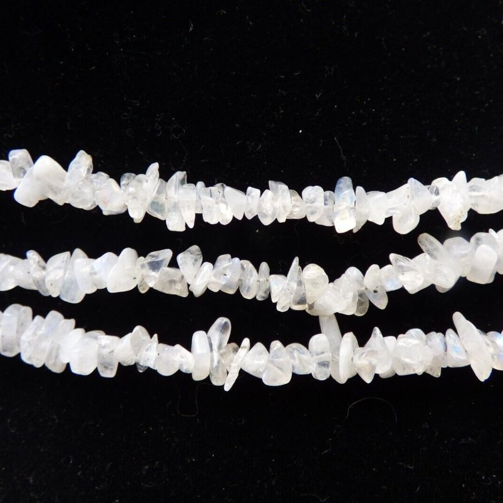 380CTS RAINBOW MOONSTONE 925 3 ROW NUGGET NECKLACE & TWISTED STRETCH BRACELET - Picture 2 of 9